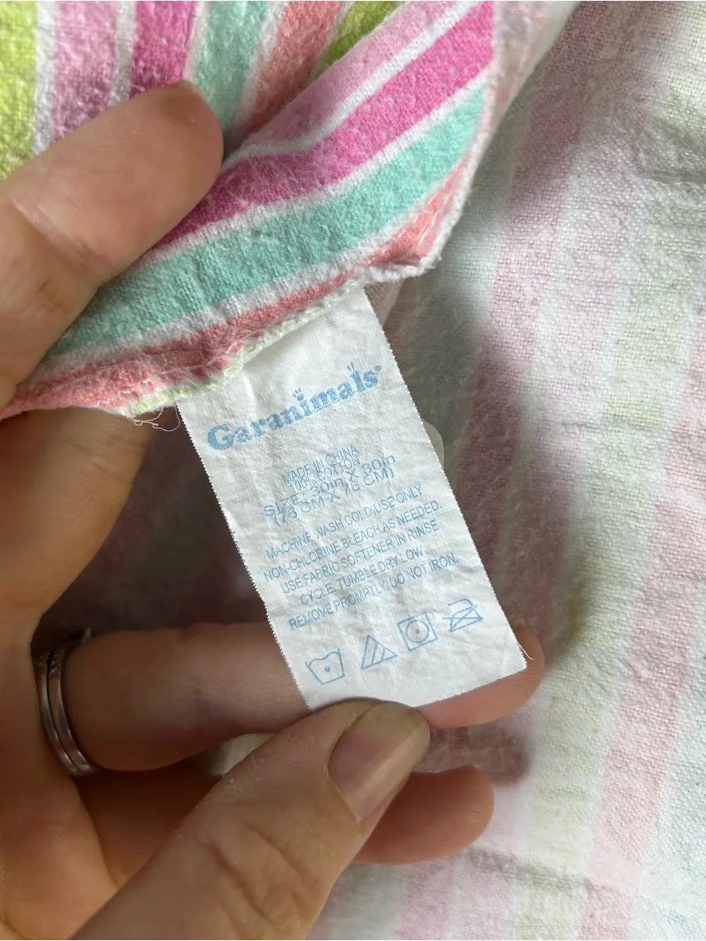 Garanimals Pink Aqua Blue Stripes Baby Receiving Blanket Flannel Green White
